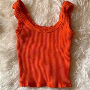 Urban Outfitters ribbed knit orange cropped tank